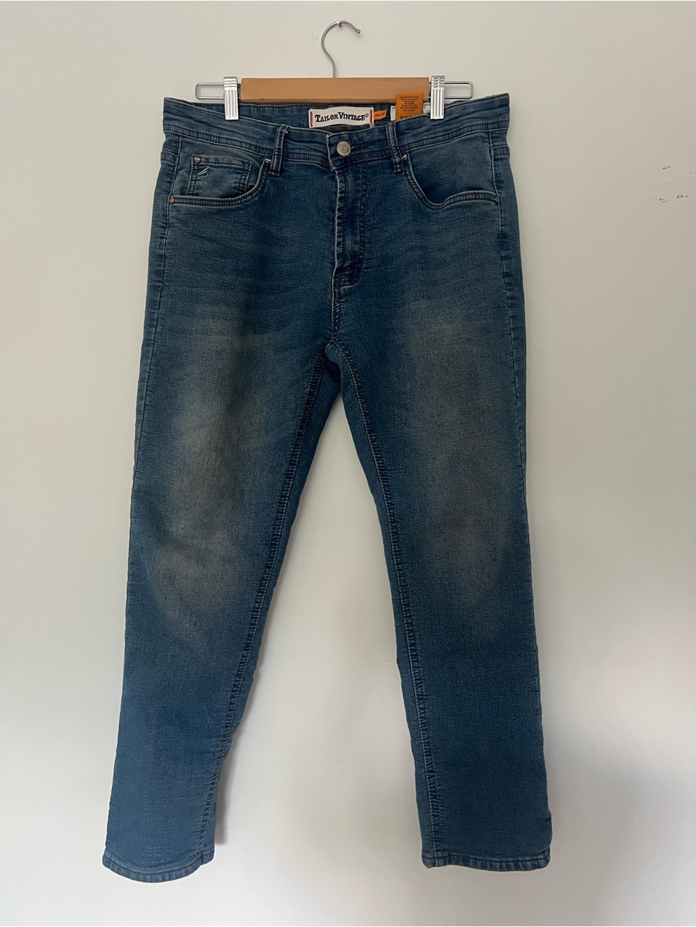Tailor Vintage Men's Slim Straight Jeans in Dark Blue Wash